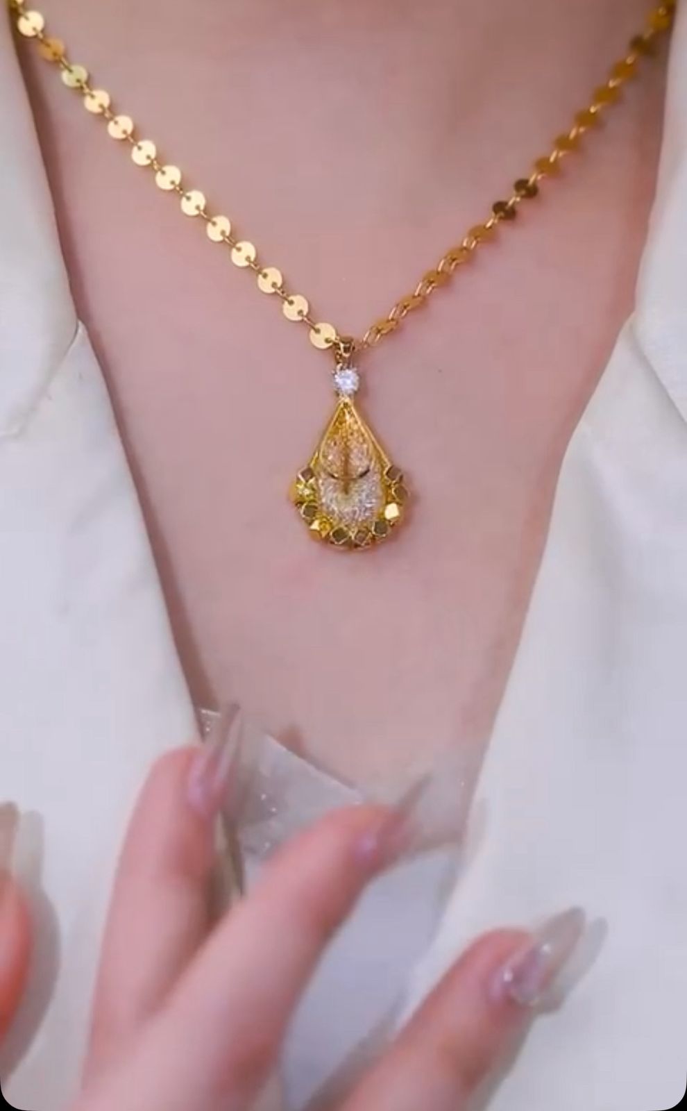 14K Gold-Plated Zircon Mesh Drop Necklaces