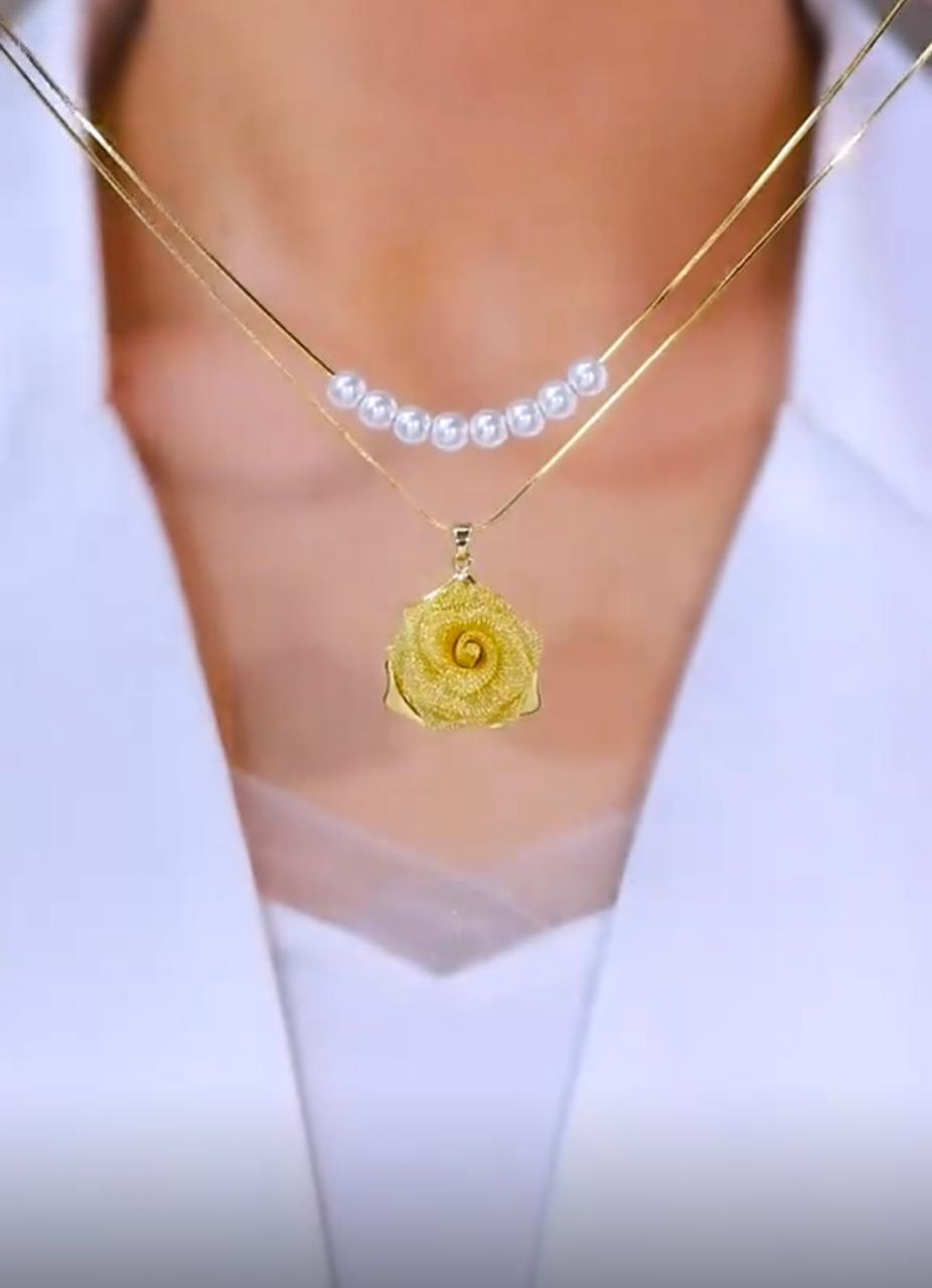 18K Gold-Plated Mesh Pendant Necklace